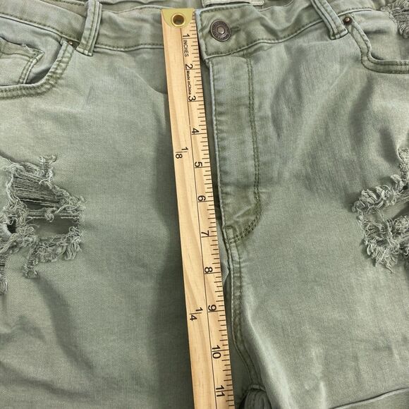 Wax Jean Shorts Womens‎ 3XL Distress Destroyed Roll Up Jorts Military Green - Picture 5 of 10